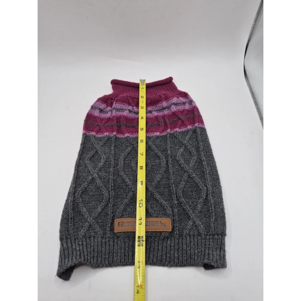 Eddie Bauer Pet Dog Coat Cable Knit Sweater Small Pink & Gray